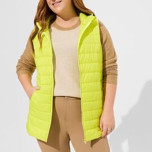 Torrid Lightweight Packable Puffer Vest, Yellow, size 1 (14-16), NWT